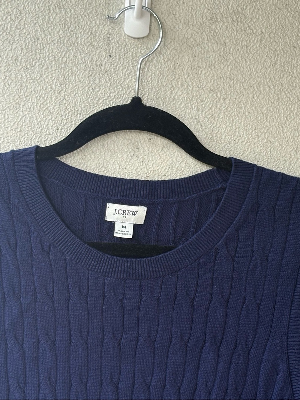 J.Crew Navy Cable Knit Cotton Sweater Vest M Preppy Academia. - Picture 6 of 11